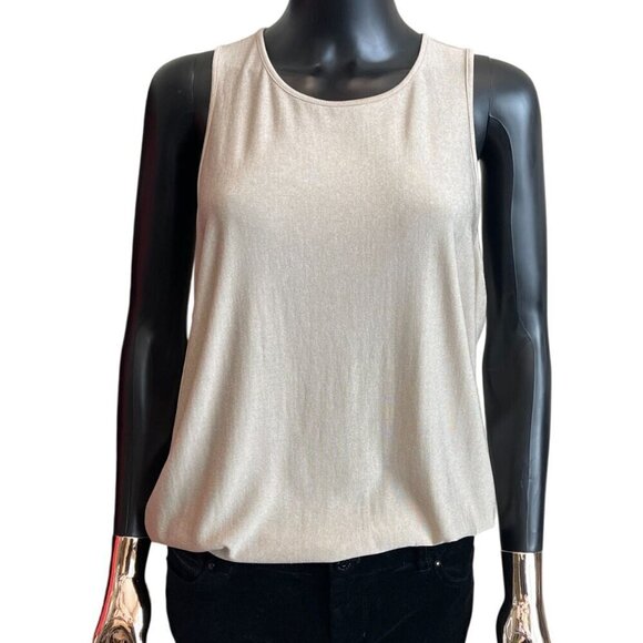 Aritzia Babaton Taupe Sleeveless Blouse Shell Top Neutral Beige Tank Size Small - Picture 6 of 12